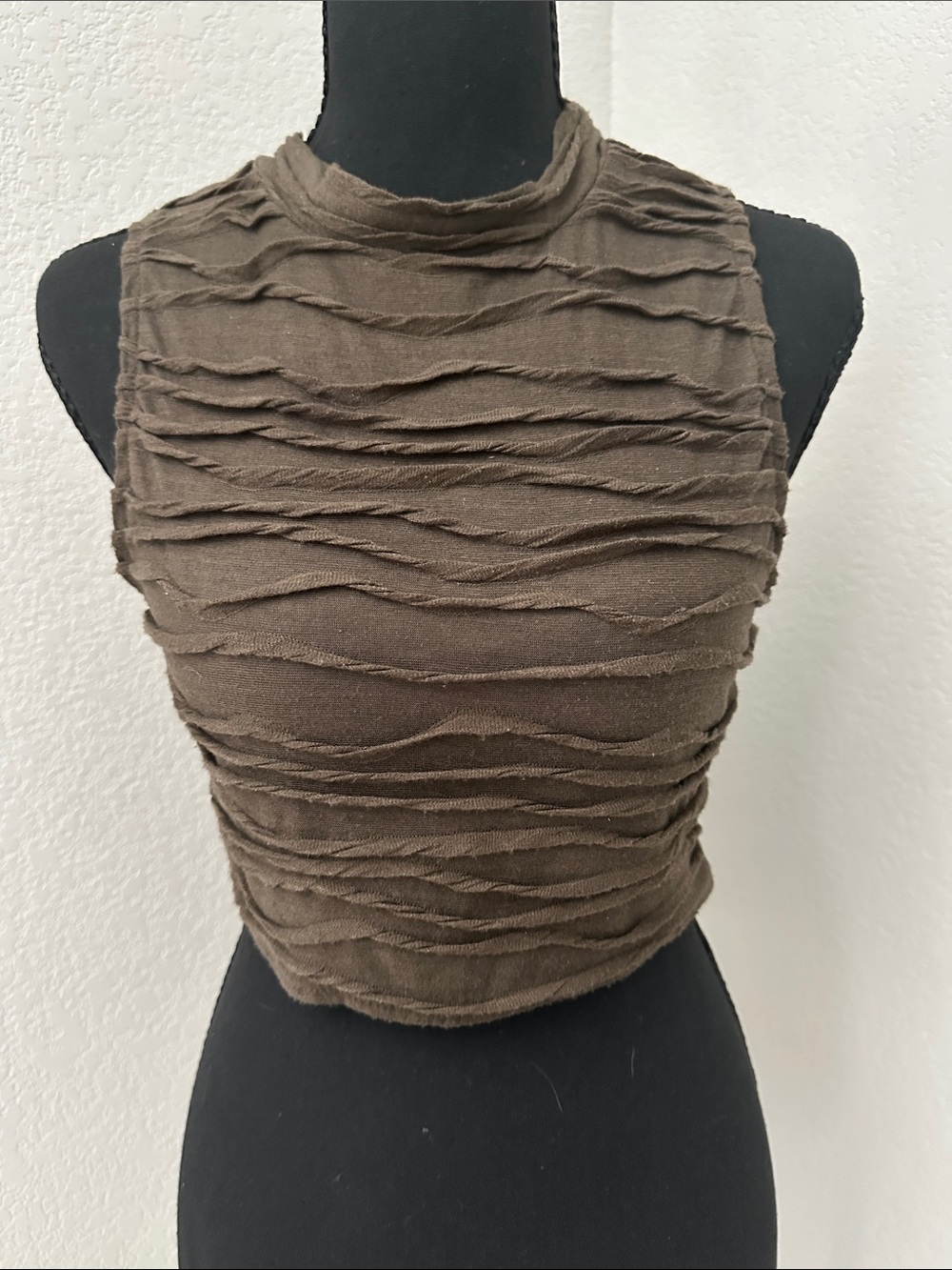 White Fox Boutique Brown Layered Ruching Crop Top
